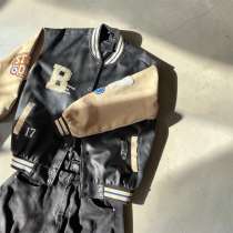 Кожаный бомбер оверсайз Varsity Jacket (Y2K / Колледж), в Сходне