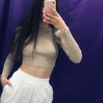 Лонгслив женский с открытой спиной укороченный, в Иркутске