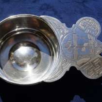 Старинный серебряный корец для теплоты и вина. Конец XIX в, в Санкт-Петербурге