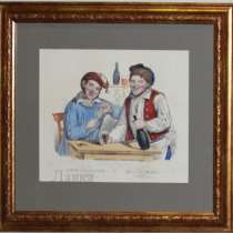 Цветная хромолитография "В Таверне&, в Москве