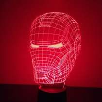 Светодиодный 3Д ночник "Маска железного человека", в Череповце