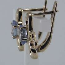 Золотые серьги с овальными Танзанитами, в Москве