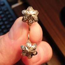 Золотые Серьги с Фианитами 585 пробы, в Москве