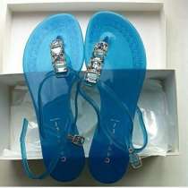 Сланцы новые Casadei Италия размер 39 голубые силикон стразы, в Москве