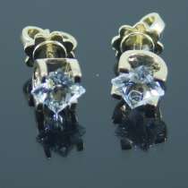 Пусеты золотые с Аквамаринами принцесса, в Москве