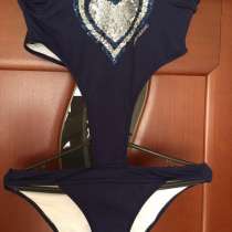 Купальник новый слитный Amarea M 46 синий паетки пушап чашки, в Москве