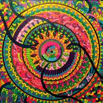 Картина маслом на грунтованном оргалите 46 х 46 см Мандала т, в Москве