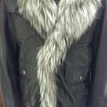Дубленка мужская размер 54 52 XL XXL кожа капюшон чернобурка, в Москве