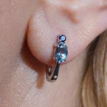 Серьги золотые с Аквамаринами и Сапфирами, в Москве