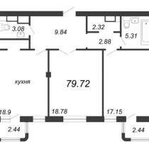 Продаетя 2 комнатная квартира в Санкт - Петербурге 79,72 кв, в Санкт-Петербурге