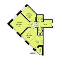 Продам 3х-к ЖК Новая панорама Взлётка Собственник, в Красноярске