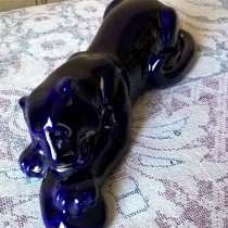 Тигр с мясом лфз, фарфор, кобальт. СССР, в Новосибирске