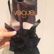 Чулки новые Vogue чёрные кружева оборка двойные хлопок, в Москве