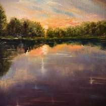 Пейзаж маслом на холсте «Отблески заката», в Нижнем Новгороде