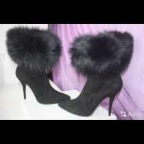 Сапоги новые Casadei Италия размер 39 замша мех лиса чёрные, в Москве