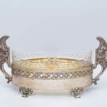 Старинная хрустальная ваза для фруктов в серебряной оправе, в Санкт-Петербурге