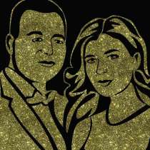 Портреты золотыми, серебряными блестками, в г.Брест