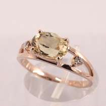 Кольцо золотое с овальным Гелиодором и бриллианты, в Москве