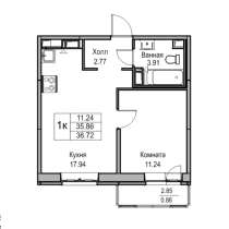 1 ккв, 36,7 кв. м, Ивинская ул. д.19 к.1, в Санкт-Петербурге