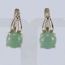 Серьги золотые c кабошонами Хризопраза, в Москве