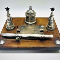 Винтажный письменный прибор с серебряной табличкой. 1949 г, в Москве