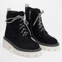 АРАЗ Ботинки новые женские черные с контрастной подошвой, в Москве