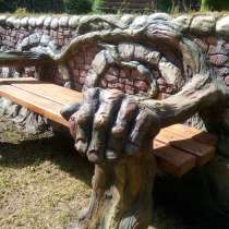 Скамейка с дизайнерской лепкой по бетону, в Ульяновске