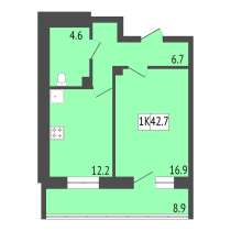 Продам 1-к. квартиру, 42,7 м², 8/20 эт. в ЖК Отражение, в Красноярске