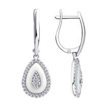 Серьги из серебра с фианитами и керамикой, в Иванове