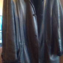 Пальто кожаное черное на натур. меху, дубленка, в Химках