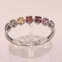 Кольцо золотое с разноцветными Сапфирами принцессы, в Москве