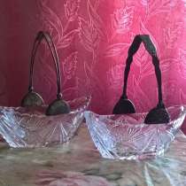 Вазы (ладьи) хрустальные, серебро и мельхиор, СССР, в Новосибирске